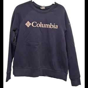 Columbia‎ crew neck sweatshirt women’s size Large blue with pink logo pullover